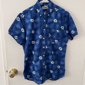 Taylor Stitch Short Sleeve Jack Button Down in Indigo Blue Size 40 Medium